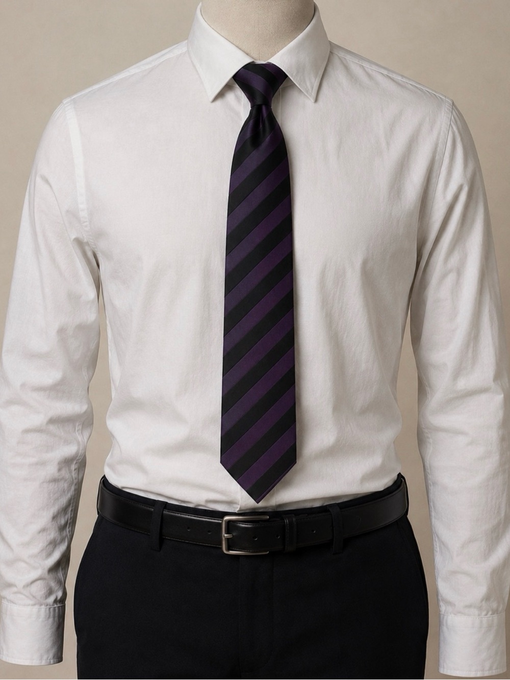 Imani Uomo Black & Purple Striped Men’s Necktie